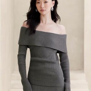 Off-Shoulder Gray Sweater
